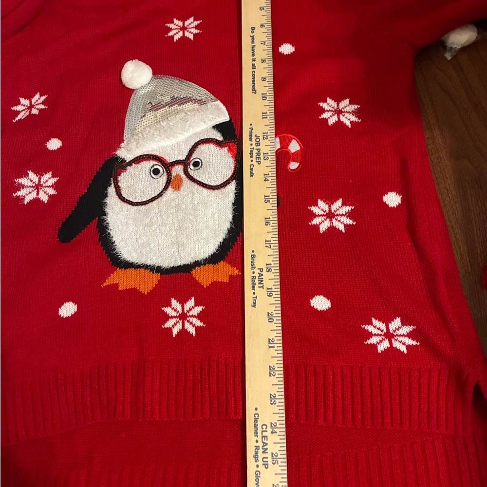 Holiday Time Penguin Sweater Sz L Matching Scarf Red Snowflake Christmas  NWOT - Picture 10 of 10